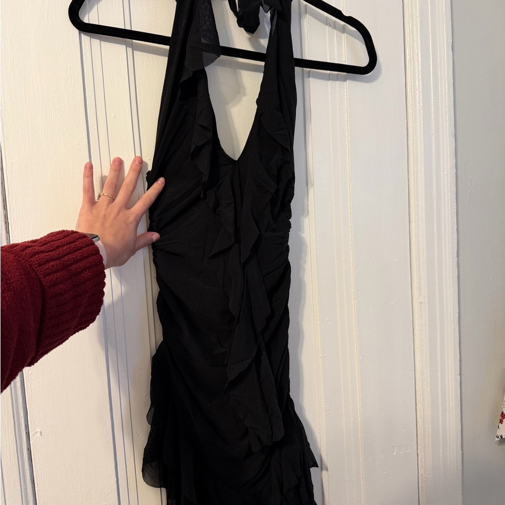Princess Polly Black Ruffle Backless Dress